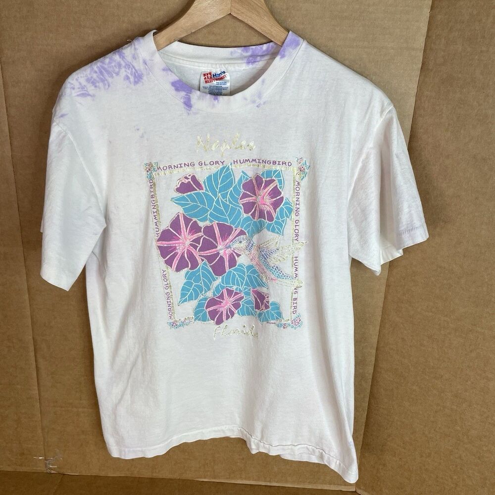 Vintage Naples Florida Graphic T Shirt, Medium, Hanes, White, Flowers - Picture 1 of 7